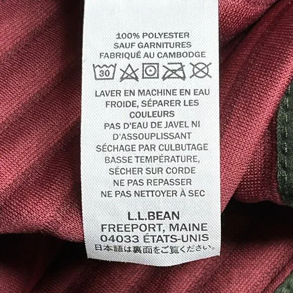 L.L. Bean Pullover Mens Medium Airlight Knit Red Textured Snap Mock Neck Casual - Picture 5 of 11